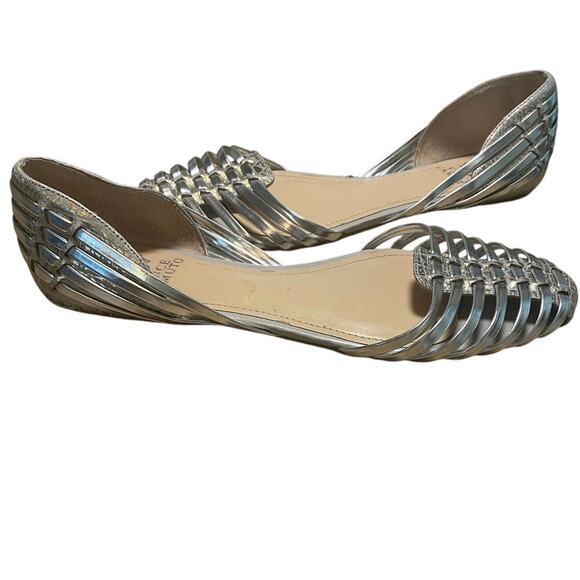 Vince Camuto Silver Metallic Woven sandal Snakeskin Detail Size 9M - Picture 3 of 6